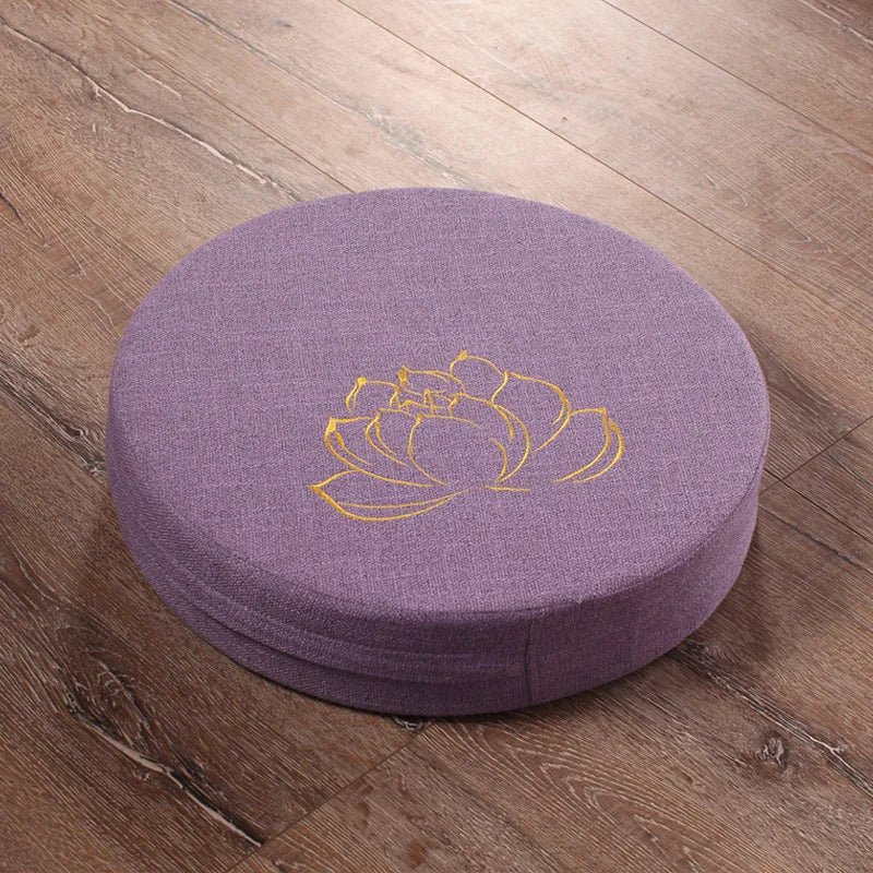 Almofada de Meditação 40x6cm para Yoga - Almofada de apoio lombar de linho para meditação, estilo tatame japonês. Tapete de Yoga redondo, removível e lavável, dimensões: 40x10cm.